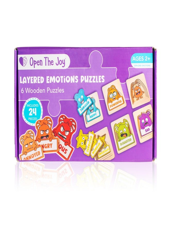 Open The Joy Layered of Emotions Puzzles - 24-Piece Emotional Regulation Puzzle for Kids | SEL Learning Tool for Identifying & Expressing Emotions | Wooden Puzzle for Ages 4+ - Image 1